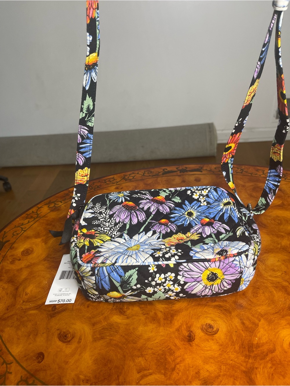 Vera Bradley Black Floral Crossbody with Multicolor Blooms